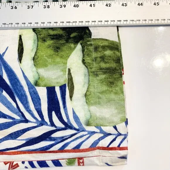 Nwot RACHEL ZOE Pants Women M Linen Tropical-Art Beaded-Tassels Multi Wide-Leg - Picture 10 of 12